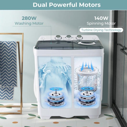 Portable Twin Tub Washing Machine with Timer Control - Image 4